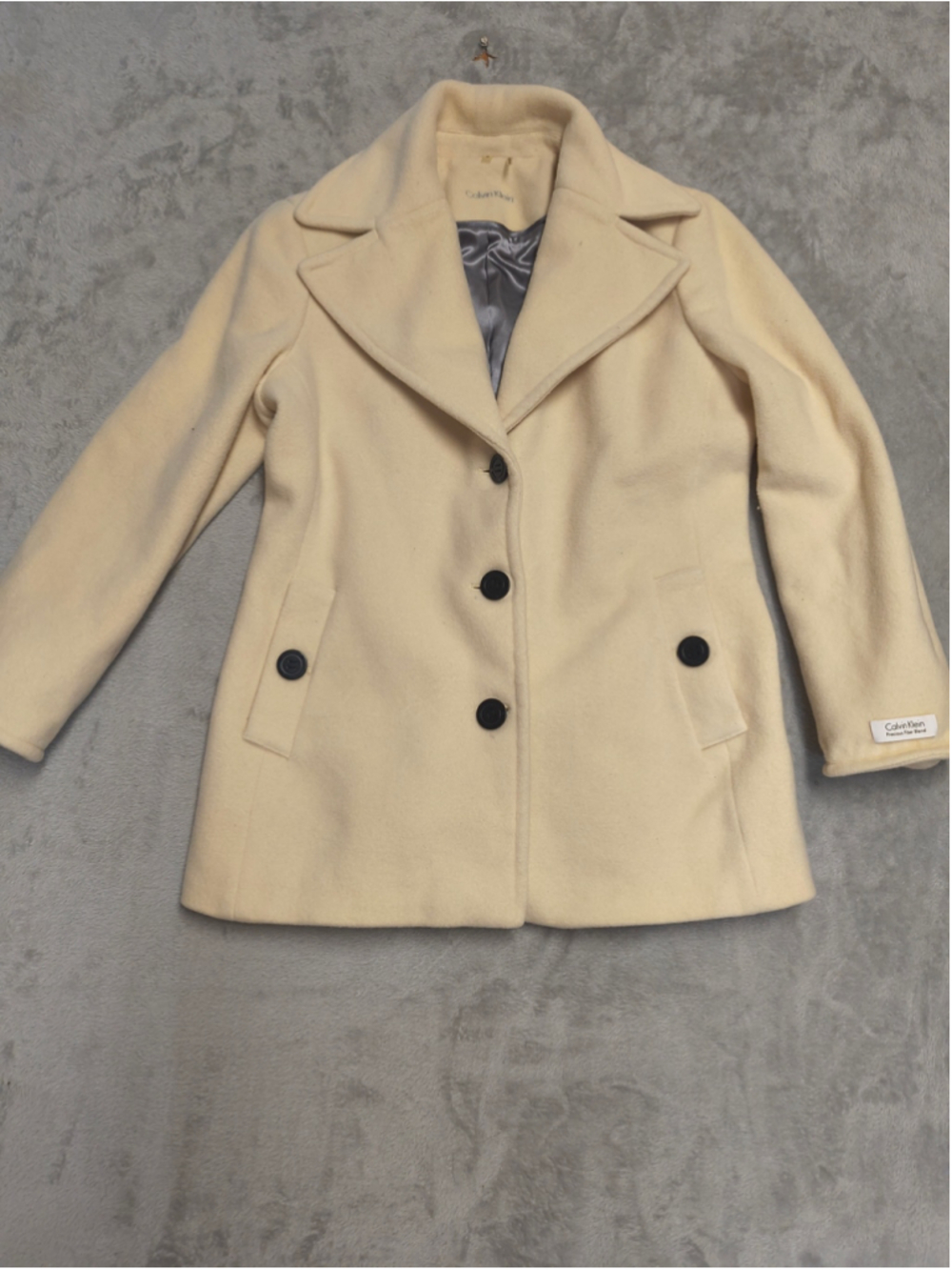 Calvin Klein Women’s Luxury Wool Cashmere Blend Peacoat Cream Off-White Size M